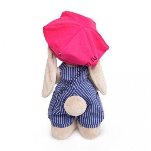Мягкая игрушка Budi Basa Зайка Ми в синем комбинезоне в полоску и с малиновой кепкой 32 см