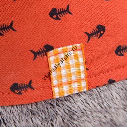 Кот Басик в оранжевой футболке с рыбками и львенком