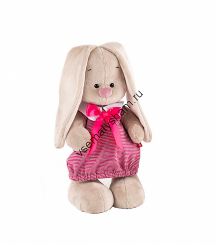 Мягкая игрушка Budi Basa Зайка Ми в платье в розовую полоску 32 см