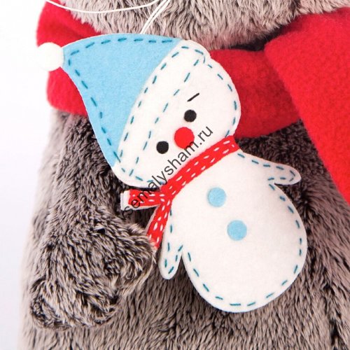 Кот Басик в шарфике со снеговичком