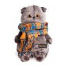  Мягкая игрушка Basik&Co Кот Басик в оранжевом клетчатом шарфе