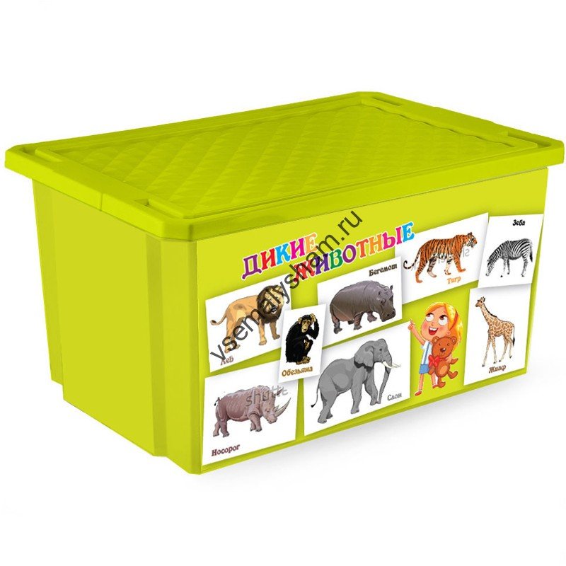 Littel Angel Детский ящик для хранения игрушек "X-BOX" "Обучайка" Животные