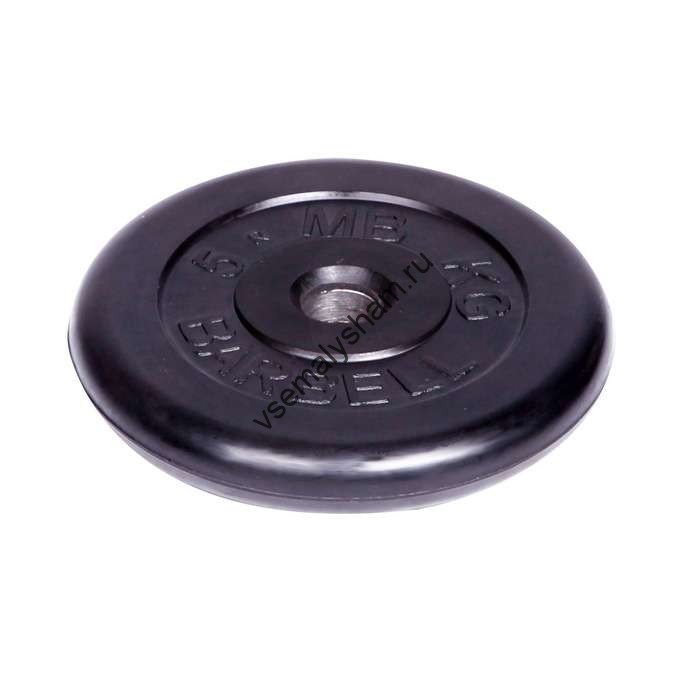 Диск обрезиненный Barbell d 51 мм чёрный 5,0 кг