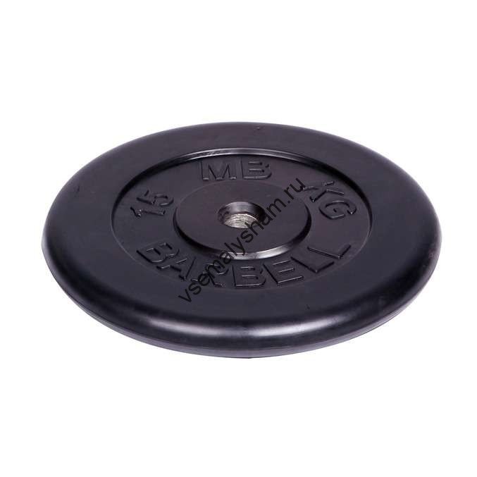 Диск обрезиненный Barbell d 31 мм чёрный 15,0 кг