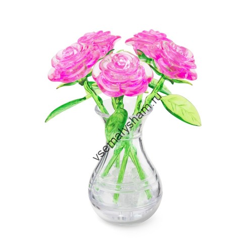 3D головоломка Букет в вазе розовый