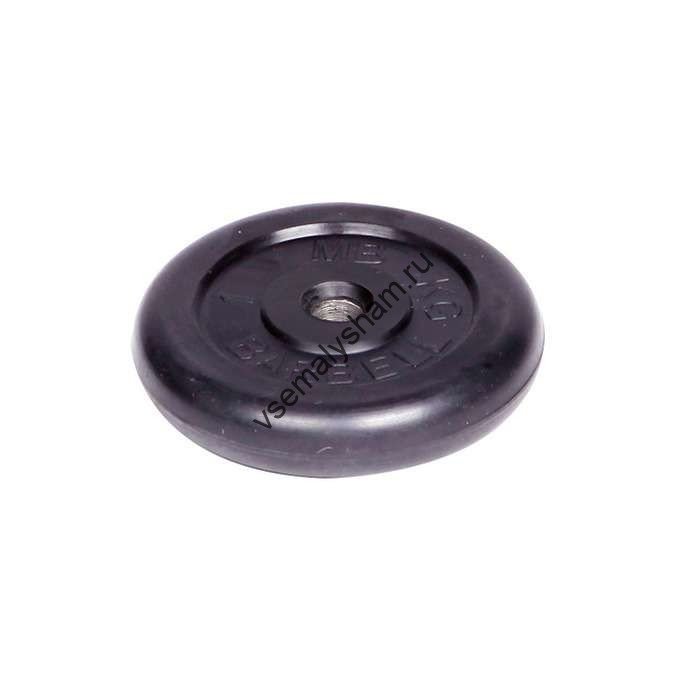 Диск обрезиненный Barbell d 31 мм чёрный 1,0 кг