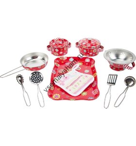 Набор посуды для кукол Игруша 12 предметов (металл) сh0386