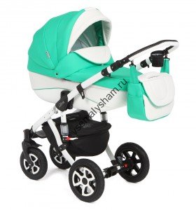 819S белая кожа+зеленый 