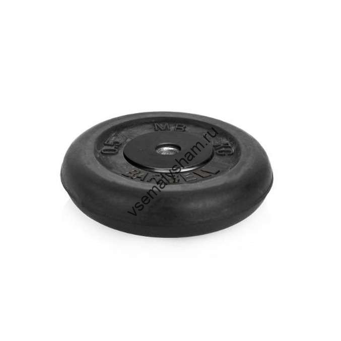 Диск обрезиненный Barbell d 26 мм чёрный 0,5 кг