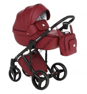 Коляска Adamex Luciano Deluxe 2 в 1 Q105  бордовая кожа
