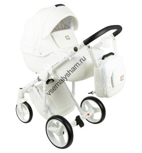 Коляска Adamex Luciano Deluxe 2 в 1 белая кожа Q107
