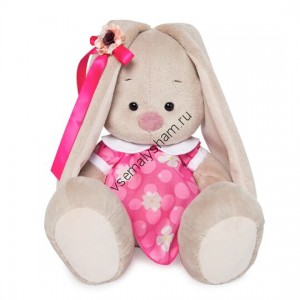 Мягкая игрушка Budi Basa Зайка Ми в розовом платье с белым воротничком 18 см