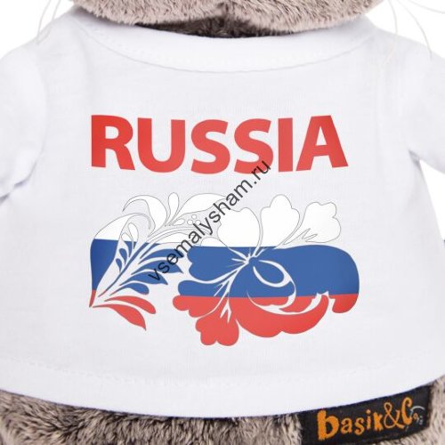 Кот Басик в футболке с принтом Россия