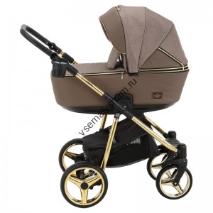 Коляска 2 в 1 Adamex Sierra Special Edition SR430 БЕЖ +БЕЖ.ПЕРФ.КОЖА+ЗОЛОТО РАМА