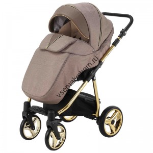 Коляска 2 в 1 Adamex Sierra Special Edition SR430 БЕЖ +БЕЖ.ПЕРФ.КОЖА+ЗОЛОТО РАМА