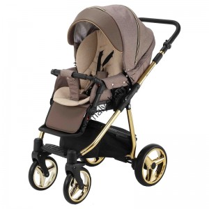 Коляска 2 в 1 Adamex Sierra Special Edition SR430 БЕЖ +БЕЖ.ПЕРФ.КОЖА+ЗОЛОТО РАМА