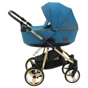 Коляска 2 в 1 Adamex Sierra Special Edition (СИНИЙ+СИН.ПЕРФ.КОЖА+ЗОЛОТО.РАМА)	SR416