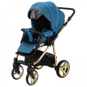 Коляска 2 в 1 Adamex Sierra Special Edition (СИНИЙ+СИН.ПЕРФ.КОЖА+ЗОЛОТО.РАМА)	SR416