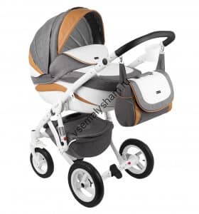 Коляска Adamex Barletta New 3 в 1 B-24 серый+белый+оранжевый