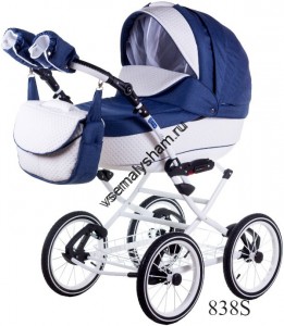 Коляска 3 в 1 Bebe-mobile Santana Eco 838S ДЖИНС+БИТАЯ БЕЛ.КОЖА