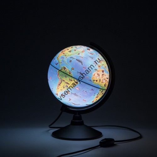 Глобус Зоогеографический Детский 210 мм с подсветкой