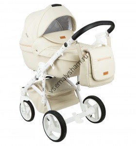 Коляска Adamex Massimo Sport 3 в 1 Deluxe (кожа св.бежевая 11S