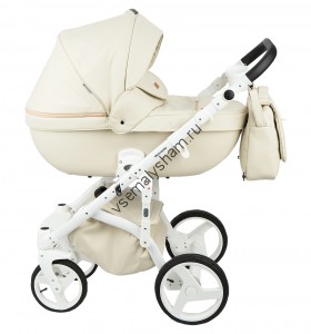 Коляска Adamex Massimo Sport 3 в 1 Deluxe (кожа св.бежевая 11S