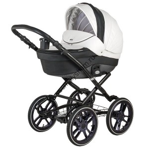 Коляска 3 в 1 Bebe Mobile Giulia Deluxe 100% Ecco 18S БЕЛ+ЧЕРНЫЙ 100% CARBON