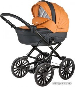 Коляска 3 в 1 Bebe Mobile Giulia Deluxe 100% Ecco 31S РЫЖ.КОЖА+ЧЕРН.КОЖА 100%CARBON(31S)