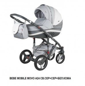Коляска BeBe-Mobile Movo Camel & Grey A24 СВ.СЕР+СЕР+БЕЛ.КОЖА