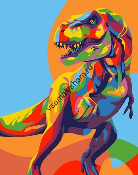 Картина по номерам Радужный Динозавр
