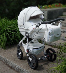 Коляска 2 в 1 Bebe Mobile Movo Ecco 100% 10S БЕЛ+БЕЛ 100% КОЖА