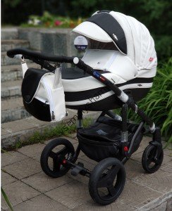 Коляска 2 в 1 Bebe Mobile Movo Ecco 100% 13S БЕЛ+ЧЕРН 100% КОЖА