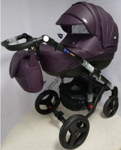 Коляска 2 в 1 Bebe Mobile Movo Ecco 100% 51S СЛИВОВАЯ КОЖА 100%