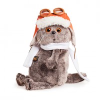 Кот Басик в шлеме и шарфе 22 см