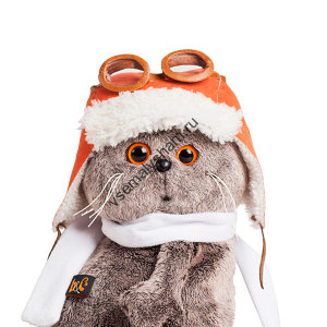 Кот Басик в шлеме и шарфе 22 см