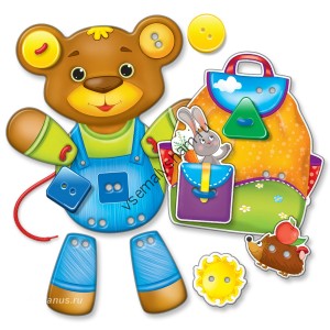Первые игры Игры с пуговками и шнуровка Медвежонок