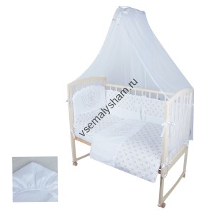 LEADER KIDS, КОМПЛЕКТ в кроватку 7-ми пред. "Королевская роза", (бел), (сатин), GL000930604