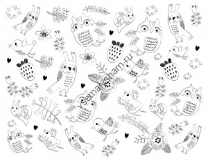 Коврик для творчества-многоразовая раскраска Птички 44,5x34,5 см