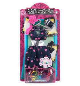 Одежда для кукол Игруша синий сарафан в горошек ES-3310-B