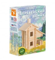 Конструктор деревянный из бруса Деревенский домик 102 детали