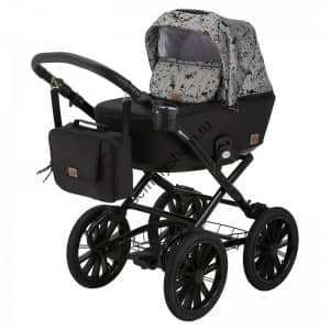 Коляска 3 в 1 Adamex Reggio Retro Y842 ЧЕРН+СВ.СЕР+ЗОЛОТО ФИГУРЫ(Y842)