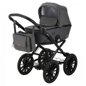 Коляска 3 в 1 Adamex Reggio Retro 
Y845 ГРАФИТ+ЗОЛОТО БЛЕСТКИ+МОРЕНГА.ПЕРФ.КОЖА