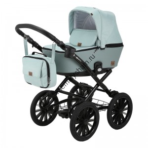 Коляска 3 в 1 Adamex Reggio Retro Y851МЯТНЫЙ+СЕРО-ЗЕЛЕН.ПЕРФ.КОЖА