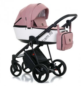 Коляска 2 в 1 Adamex Cristiano  (РОЗОВ.ПУДРА+БЕЛ.ПЕРФ.КОЖА)	CR211