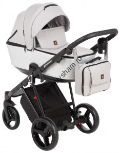 Коляска Adamex Cristiano (3 в 1) CR267 СВ.СЕР+СЕРЕБР.ПЕРФ.КОЖА