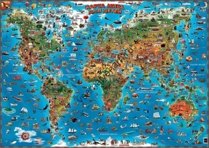 Карта мира для детей настенная 130 см