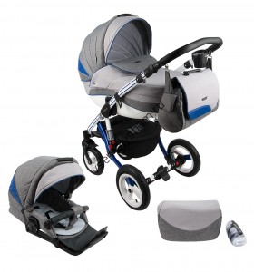 Коляска Adamex Aspena Grand (2 в 1)  серый+синий BLUE+WH