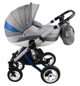 Коляска Adamex Aspena Grand (2 в 1)  серый+синий BLUE+WH