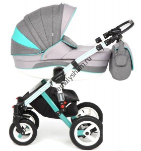 Коляска Adamex Aspena Grand 3 в 1 серый+мятный MN+WH
